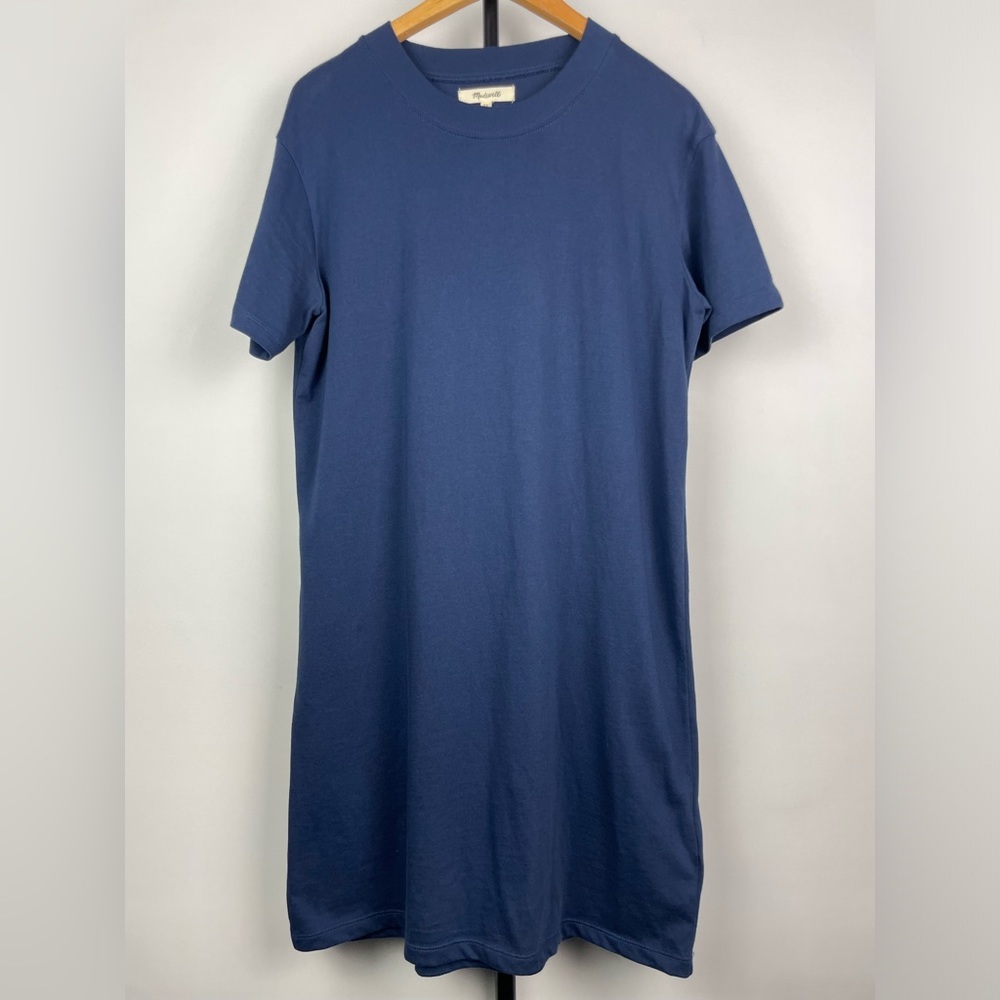 Madewell Blue Short Sleeve Crewneck Mini T-Shirt Dress‎